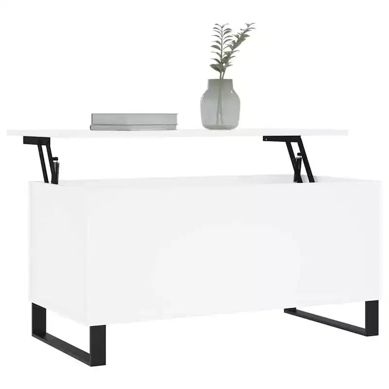 vidaXL Table basse blanc bois d'ingénierie, table basse moyenne en métal