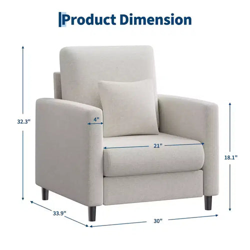 33.9 Canapé d'appoint, causeuse de lecture en chenille pour chambre à coucher, canapé d'appoint de salon sans outils, oreiller non inclus