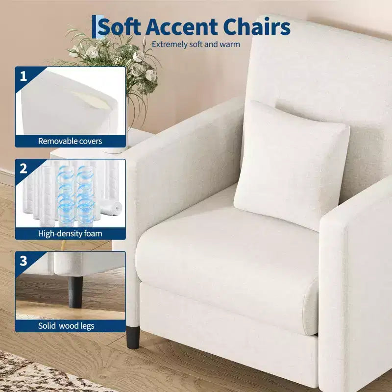 33.9 Canapé d'appoint, causeuse de lecture en chenille pour chambre à coucher, canapé d'appoint de salon sans outils, oreiller non inclus