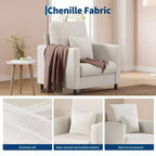 33.9 Canapé d'appoint, causeuse de lecture en chenille pour chambre à coucher, canapé d'appoint de salon sans outils, oreiller non inclus
