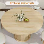 Table à manger ronde de 47 pouces pour 4 personnes, table de cuisine avec étagère de rangement à 2 niveaux et tiroir, table de ferme ronde (table seule)