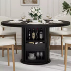 Table à manger ronde de 47 pouces pour 4 personnes, table de cuisine avec étagère de rangement à 2 niveaux et tiroir, table de ferme ronde (table seule)