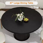 Table à manger ronde de 47 pouces pour 4 personnes, table de cuisine avec étagère de rangement à 2 niveaux et tiroir, table de ferme ronde (table seule)