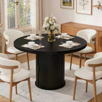 Table à manger ronde de 47 pouces pour 4 personnes, table de cuisine avec étagère de rangement à 2 niveaux et tiroir, table de ferme ronde (table seule)