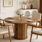 Table à manger ronde de 47 pouces pour 4 personnes, table de cuisine avec étagère de rangement à 2 niveaux et tiroir, table de ferme ronde (table seule)