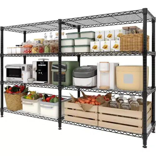 60 Heavy Duty 5-Tier Metal Wire Shelving Unit  Adjustable L-Shaped Storage Rack with Leveling Feet, 1325 lb Capacity for Garage, Pantry & Kitchen