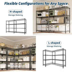 Étagère métallique à 5 niveaux ultra-résistante de 152 cm – Rack de rangement réglable en L avec pieds de nivellement, capacité de 600 kg pour garage, garde-manger et cuisine