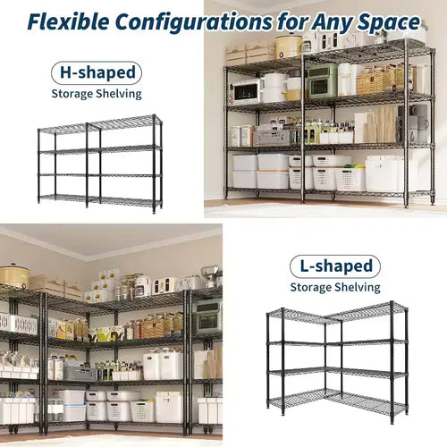 Étagère métallique à 5 niveaux ultra-résistante de 152 cm – Rack de rangement réglable en L avec pieds de nivellement, capacité de 600 kg pour garage, garde-manger et cuisine