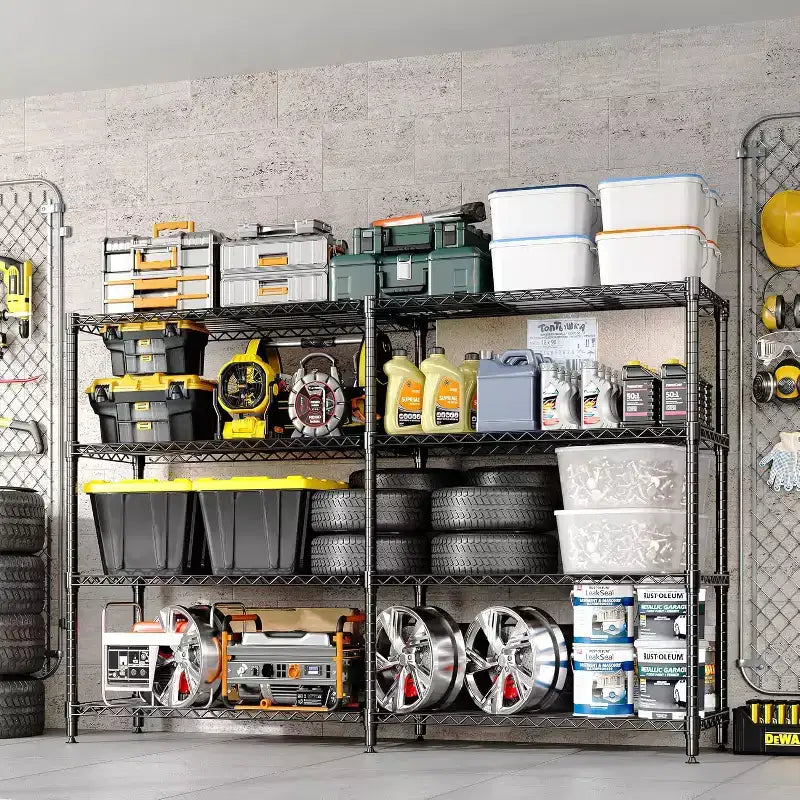 Étagère métallique à 5 niveaux ultra-résistante de 152 cm – Rack de rangement réglable en L avec pieds de nivellement, capacité de 600 kg pour garage, garde-manger et cuisine