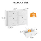 Commode à 6 tiroirs pour chambre à coucher, lot de 2 commodes de style rustique en bois pour vêtements, commodes de rangement avec poignées et tiroirs profonds