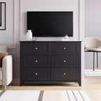 Commode à 6 tiroirs pour chambre à coucher, lot de 2 commodes de style rustique en bois pour vêtements, commodes de rangement avec poignées et tiroirs profonds