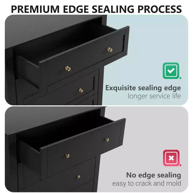 Commode à 6 tiroirs pour chambre à coucher, lot de 2 commodes de style rustique en bois pour vêtements, commodes de rangement avec poignées et tiroirs profonds