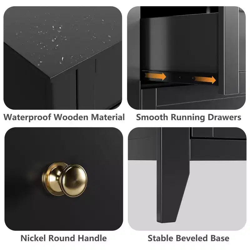 Commode à 6 tiroirs pour chambre à coucher, lot de 2 commodes de style rustique en bois pour vêtements, commodes de rangement avec poignées et tiroirs profonds