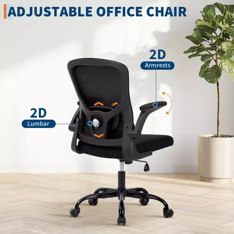 Chaise de bureau Garvee avec soutien lombaire et appui-tête réglables, accoudoirs relevables, chaise ergonomique pivotante à dossier haut noire pour bureau à domicile, jeux Noir