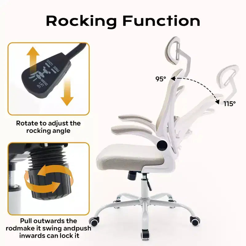 Chaise de bureau ergonomique, chaise de bureau à dossier haut avec hauteur réglable et accoudoirs relevables, chaise de jeu confortable en maille pour le bureau à domicile