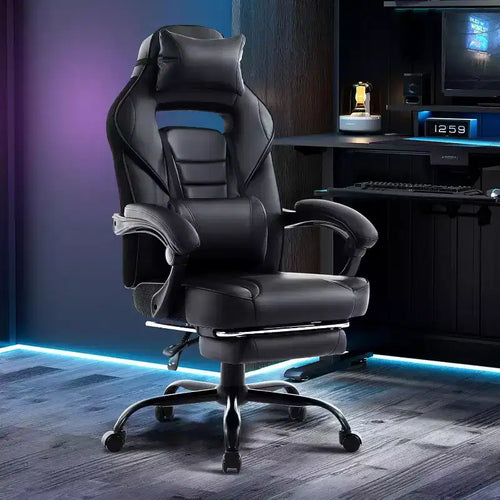 Acekool Ergonomic Gaming Chair for Adults, PU Leather, Massage Lumbar, Footrest, Adjustable, for Office or Gaming