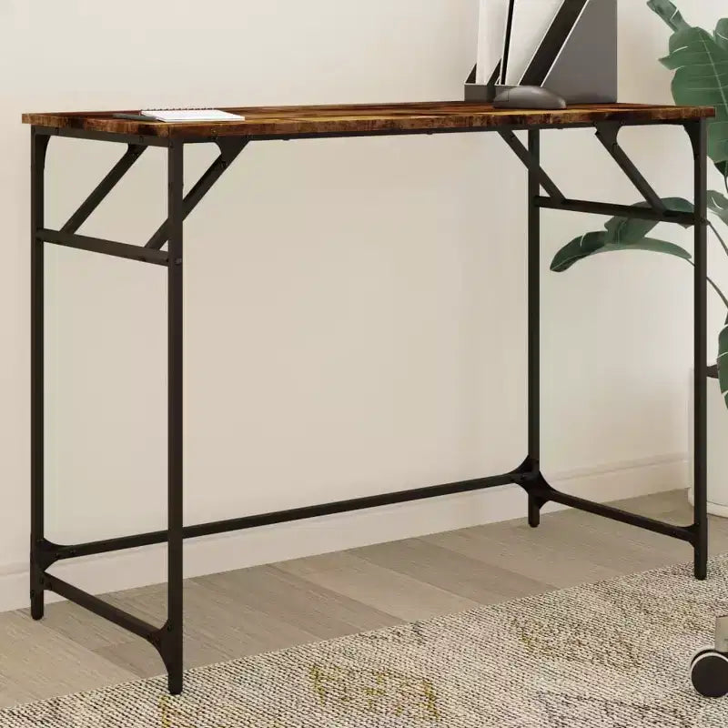 vidaXL Table d'appoint de bureau, bois d'ingénierie et acier laqué