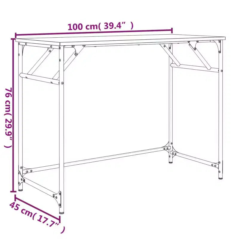 vidaXL Table d'appoint de bureau, bois d'ingénierie et acier laqué