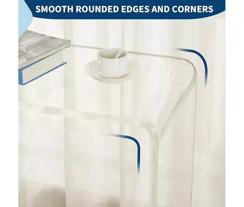 Console fine en acrylique pour entrées – Table transparente à 2 niveaux avec pieds carrés, parfaite pour les couloirs, les halls d'entrée, les salons et derrière les canapés