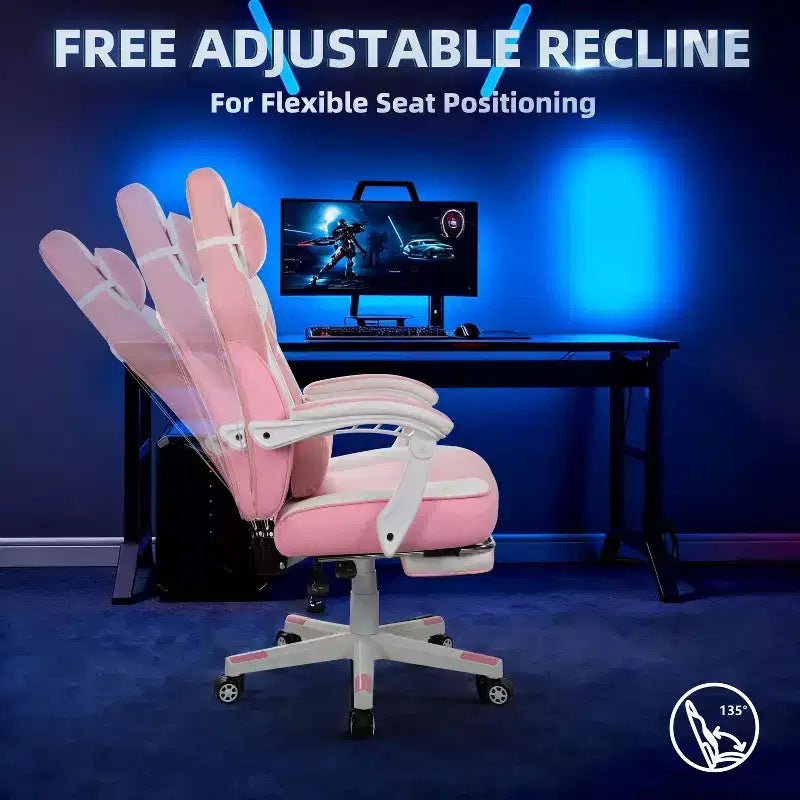 Chaises de Jeu Celebalcony pour Adultes avec Repose-Pieds, Dossier Haut, Support Lombaire Massant, Chaises d'Ordinateur Pivotantes à 360° et Réglables en Hauteur