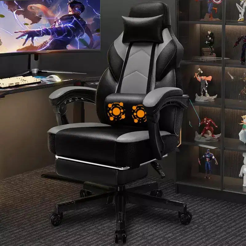 Chaises de Jeu Celebalcony pour Adultes avec Repose-Pieds, Dossier Haut, Support Lombaire Massant, Chaises d'Ordinateur Pivotantes à 360° et Réglables en Hauteur