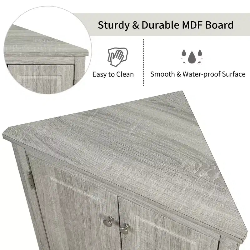 Meuble de rangement d'angle de salle de bain de 31,5 pouces avec étagères réglables, Armoire de sol autoportante pour cuisine et salon