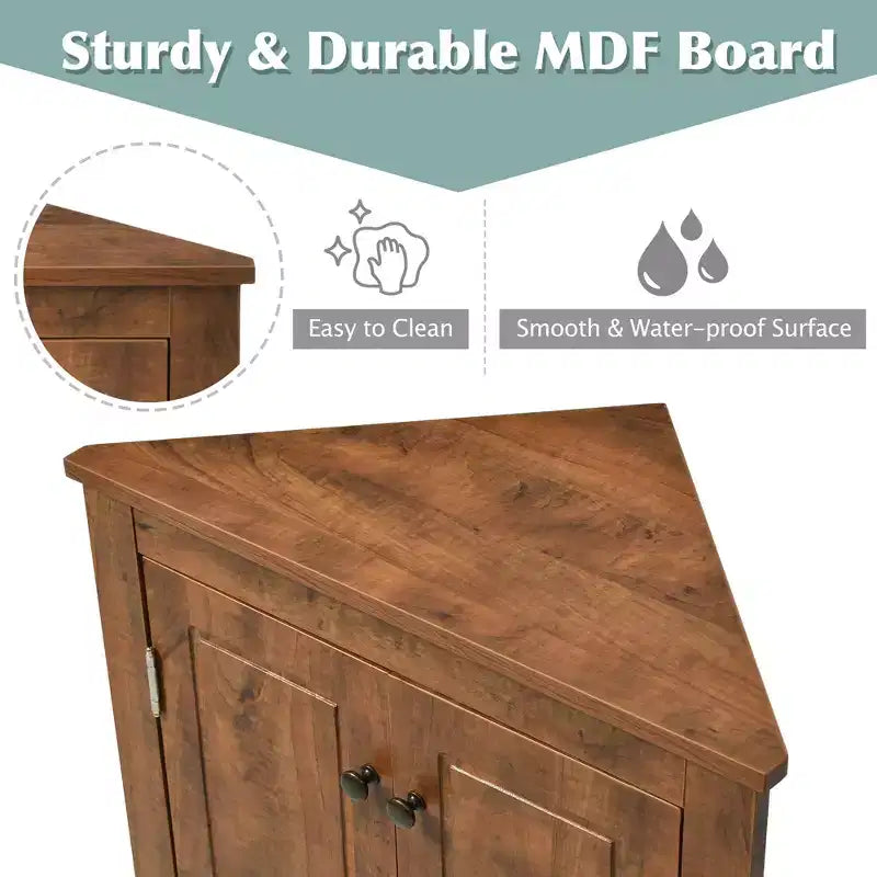 Meuble de rangement d'angle de salle de bain de 31,5 pouces avec étagères réglables, Armoire de sol autoportante pour cuisine et salon