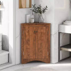 31.5in Triangle Bathroom Storage Cabinet with Adjustable Shelves, Freestanding Floor Cabinet for Home Kitchen Living Room