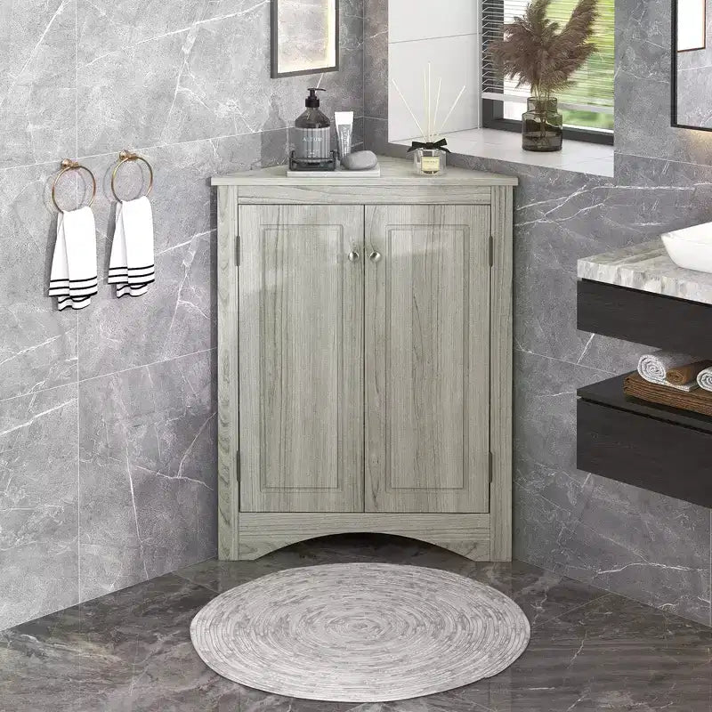 Meuble de rangement d'angle de salle de bain de 31,5 pouces avec étagères réglables, Armoire de sol autoportante pour cuisine et salon