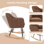 Fauteuil à bascule rembourré Acekool avec dossier haut, siège moelleux, pour salon ou chambre de bébé