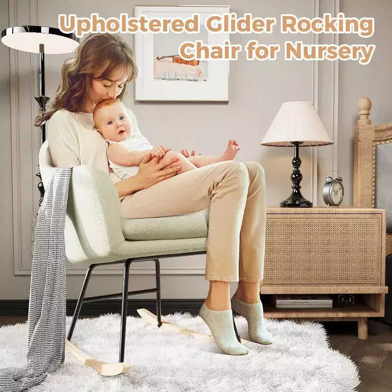 Fauteuil à bascule rembourré Acekool avec dossier haut, siège moelleux, pour salon ou chambre de bébé