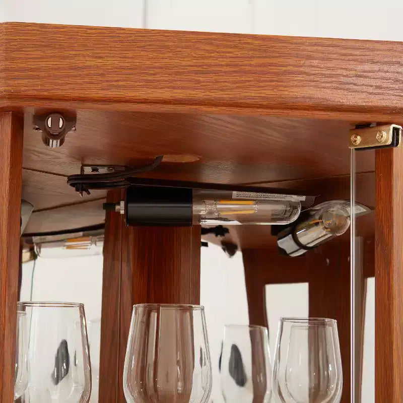 Vitrine d'angle en verre éclairée, Vitrine d'angle pour salon, Armoire à curiosités, Collection d'antiquités, Rangement de verres à vin/bar