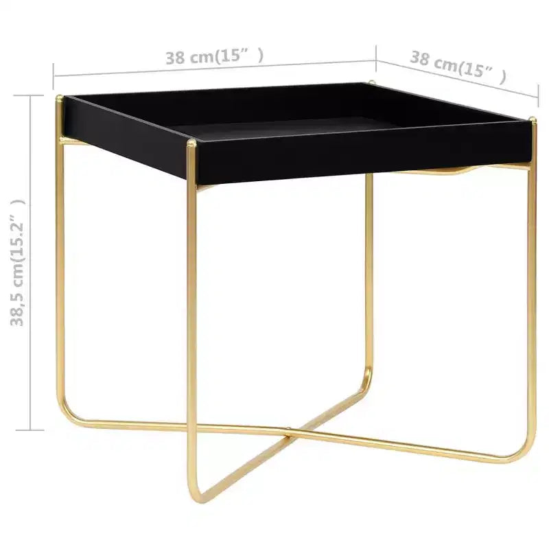 vidaXL Table d'appoint noir et doré 15x15x15,2 cm Bois d'ingénierie