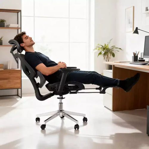 Fauteuil de bureau ergonomique Acekool en maille avec repose-pieds, accoudoirs 4D et soutien lombaire réglable pour la maison ou la salle de jeu