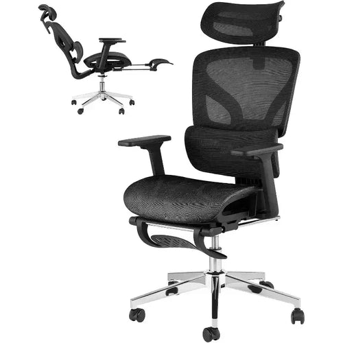 Acekool Ergonomic Mesh Office Chair with Footrest, 4D Armrests & Adjustable Lumbar for Home or Gaming Room
