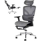 Fauteuil de bureau ergonomique Acekool en maille avec repose-pieds, accoudoirs 4D et soutien lombaire réglable pour la maison ou la salle de jeu