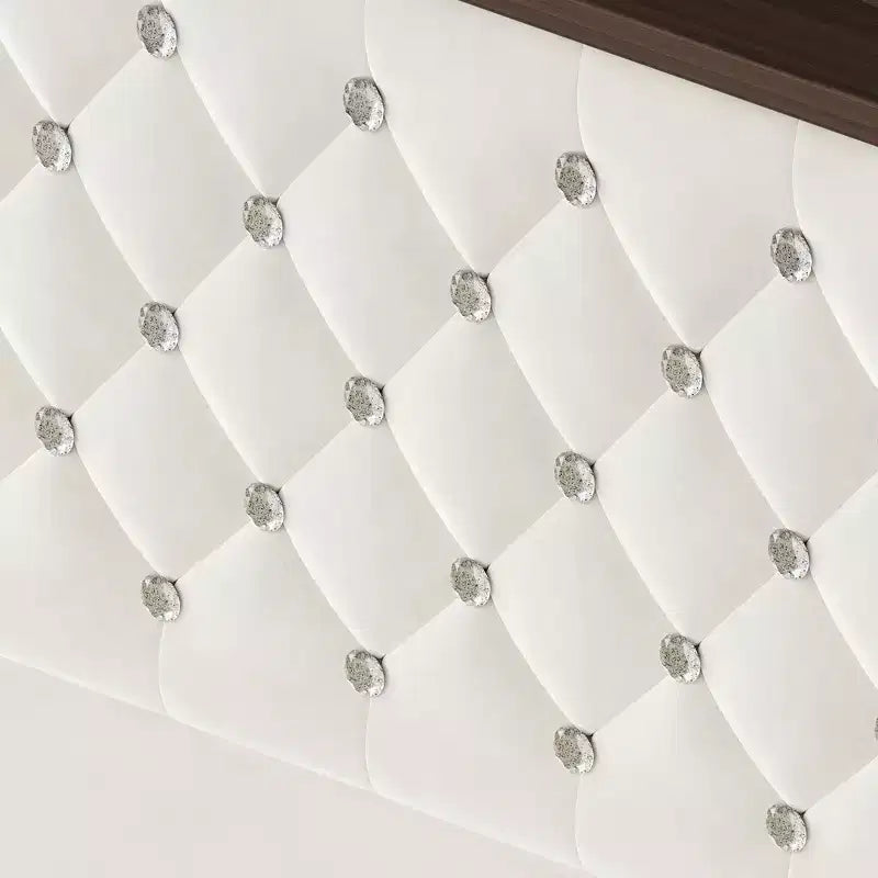 Cadre de lit capitonné en velours Whisen Queen Size, lit plateforme à oreilles, tête de lit haute de 52 pouces avec décoration rivetée, étagère de tête de lit