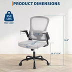Fauteuil de bureau ergonomique haut de gamme en maille grise - Hauteur réglable, accoudoirs relevables et support lombaire - Siège pivotant confortable pour la maison, le jeu et le travail