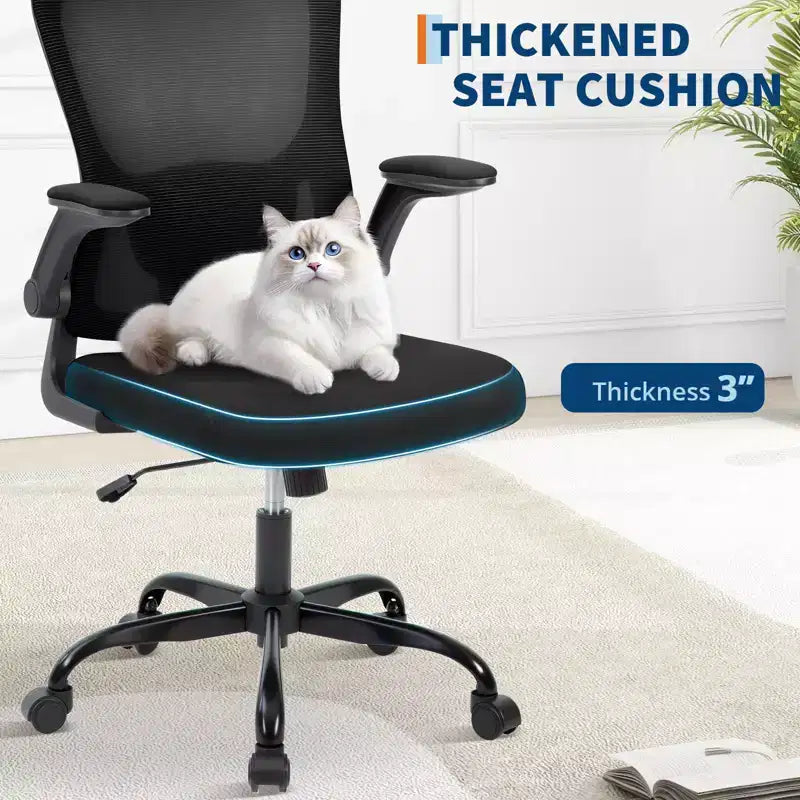 Fauteuil de bureau ergonomique haut de gamme en maille grise - Hauteur réglable, accoudoirs relevables et support lombaire - Siège pivotant confortable pour la maison, le jeu et le travail