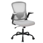 Fauteuil de bureau ergonomique haut de gamme en maille grise - Hauteur réglable, accoudoirs relevables et support lombaire - Siège pivotant confortable pour la maison, le jeu et le travail