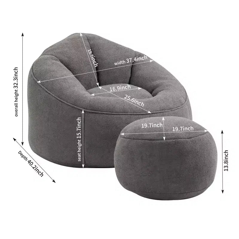 Fauteuil Poire TUYOHW avec Repose-pieds Rembourré, Fauteuil de Sol en Mousse capitonnée pour une Relaxation Totale, Ensemble Fauteuil Canapé Confortable pour Salon, Chambre