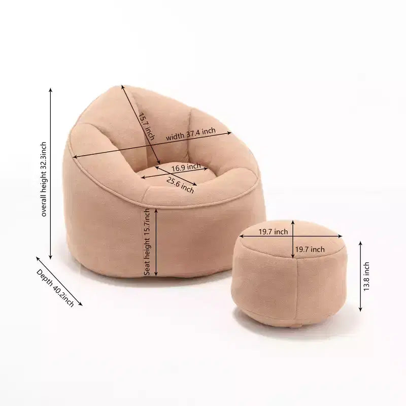 Fauteuil Poire TUYOHW avec Repose-pieds Rembourré, Fauteuil de Sol en Mousse capitonnée pour une Relaxation Totale, Ensemble Fauteuil Canapé Confortable pour Salon, Chambre