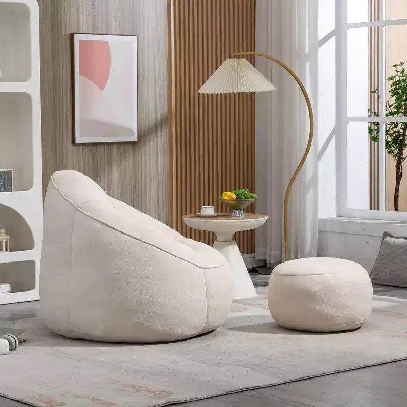 Fauteuil Poire TUYOHW avec Repose-pieds Rembourré, Fauteuil de Sol en Mousse capitonnée pour une Relaxation Totale, Ensemble Fauteuil Canapé Confortable pour Salon, Chambre