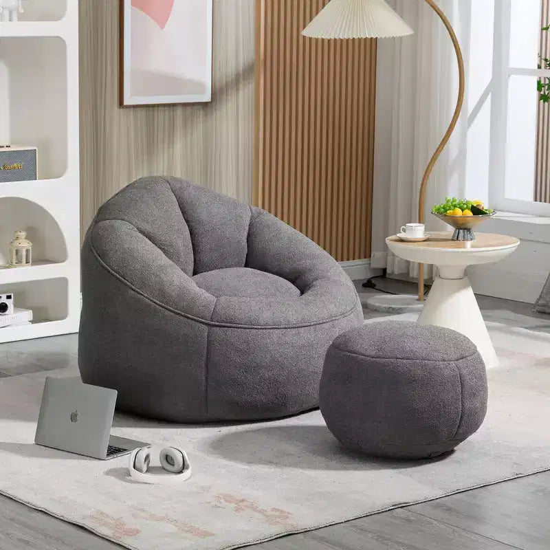 Fauteuil Poire TUYOHW avec Repose-pieds Rembourré, Fauteuil de Sol en Mousse capitonnée pour une Relaxation Totale, Ensemble Fauteuil Canapé Confortable pour Salon, Chambre