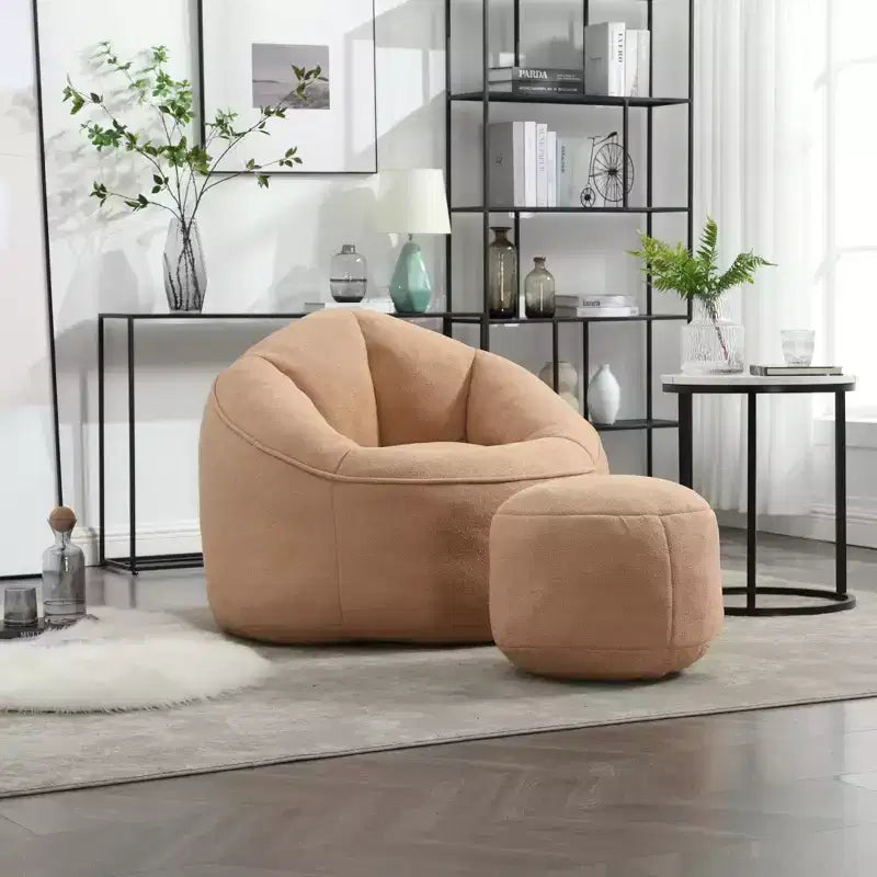 Fauteuil Poire TUYOHW avec Repose-pieds Rembourré, Fauteuil de Sol en Mousse capitonnée pour une Relaxation Totale, Ensemble Fauteuil Canapé Confortable pour Salon, Chambre