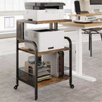 Dessert de rangement roulant à 3 niveaux robuste pour imprimante, chariot de bureau mobile industriel avec étagères de rangement réglables, roulettes verrouillables