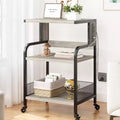 Dessert de rangement roulant à 3 niveaux robuste pour imprimante, chariot de bureau mobile industriel avec étagères de rangement réglables, roulettes verrouillables