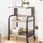 Dessert de rangement roulant à 3 niveaux robuste pour imprimante, chariot de bureau mobile industriel avec étagères de rangement réglables, roulettes verrouillables