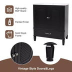 Meuble de salle de bain 76 cm avec lavabo intégré, Meuble de rangement de salle de bain avec tiroirs et étagère de porte, Meuble de salle de bain simple vasque