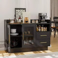 Wine Cabinet - Coffee Bar Station,High-Load-Bearing Capacity Liquor Cabinet with Drawers,Durable Double Glass Doors & Anti-Tipping Design